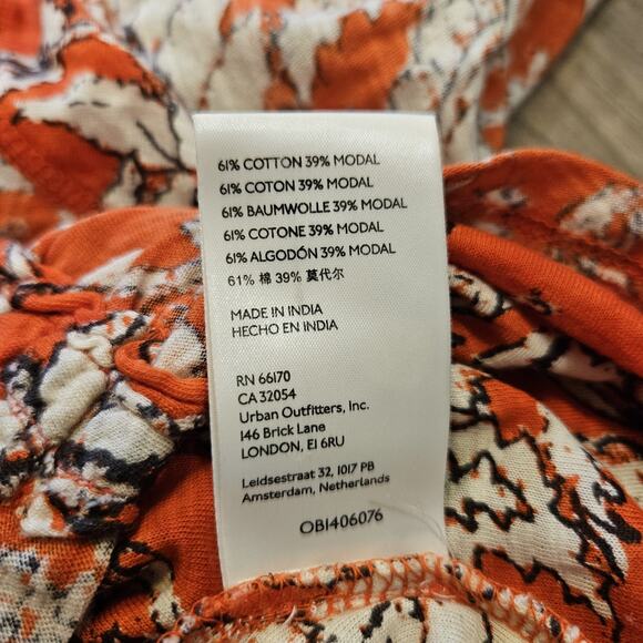 Free People Say The Word Floral Top Womens M Ruby Red Boho Ditsy Cottage Ruched - Picture 10 of 10